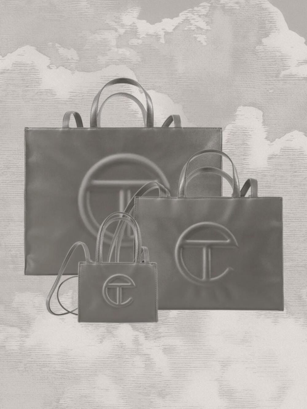 TELFAR Set Pre-owned Gray Classic Totes 3 Sizes Small Medium & Large Clemens